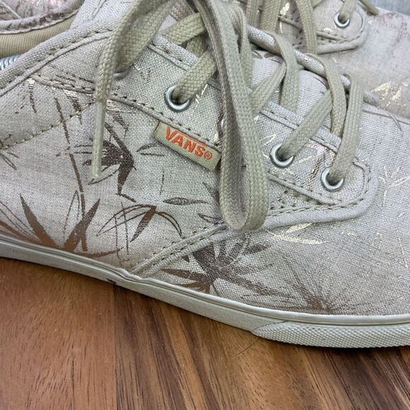 Vans Off the Wall Women’s 11 Tan Gold Palm Tree Sneakers Shoes - Picture 7 of 12